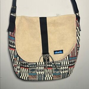 KAVU Tan and Black Patterned tribal canvas boho Bag